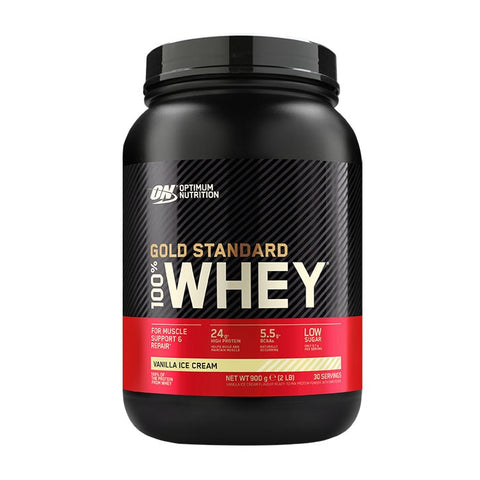 Optimum Nutrition შრატის პროტეინი ვანილიანი ნაყინის არომატით, 900 გრ