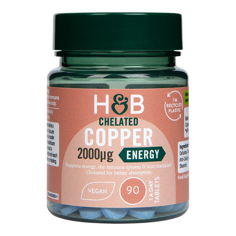 Holland & Barrett ჰელატური სპილენძი 2 მგ, 90 ტაბლეტი