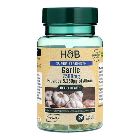 Holland & Barrett მაღალი სიმტკიცის უსუნო ნივრის ზეთი 7500 მგ, 120 კაფსულა